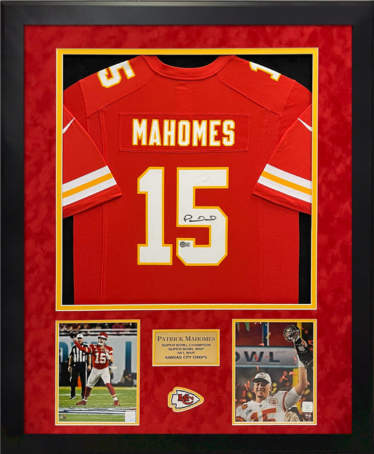 Patrick Mahomes Autograph Jersey Kansas Chiefs Framed 37x45