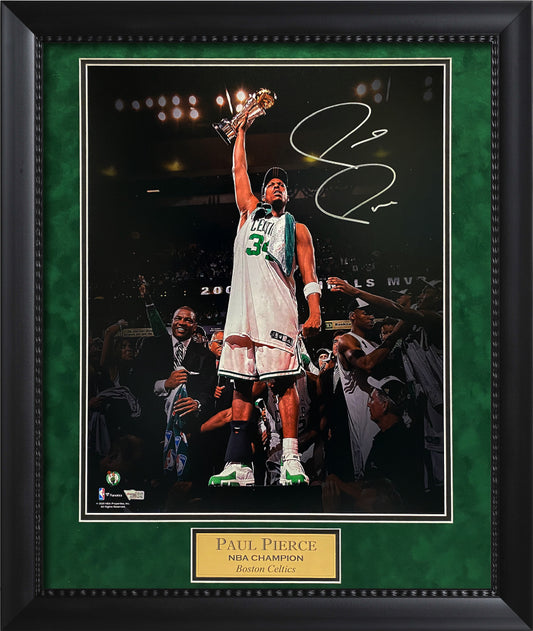 Paul Pierce Autograph Photo Hold Trophy 23x27 Fanatics Authentication