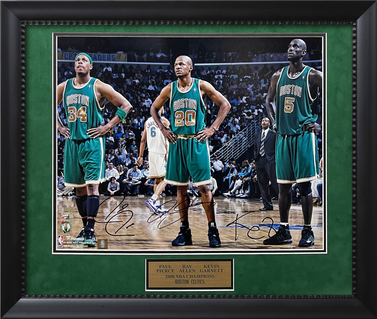 Paul Pierce Ray Allen Kevin Garnett Triple Autograph Photo On Court 23x27 Fanatics Authentication