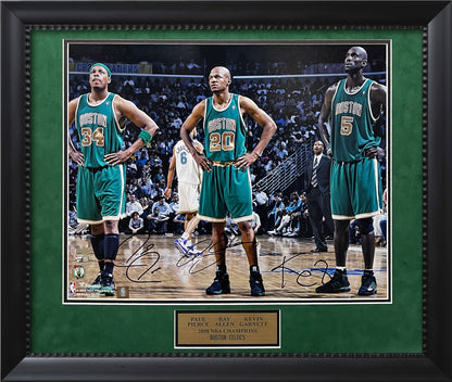 Paul Pierce Ray Allen Kevin Garnett Triple Autograph Photo On Court 23x27 Fanatics Authentication