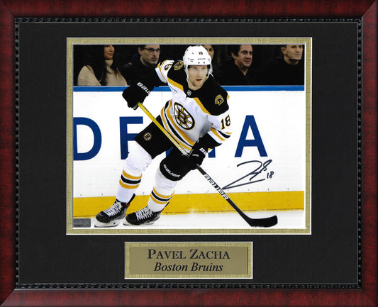 Pavel Zacha Autograph Photo White Uniform 11x14