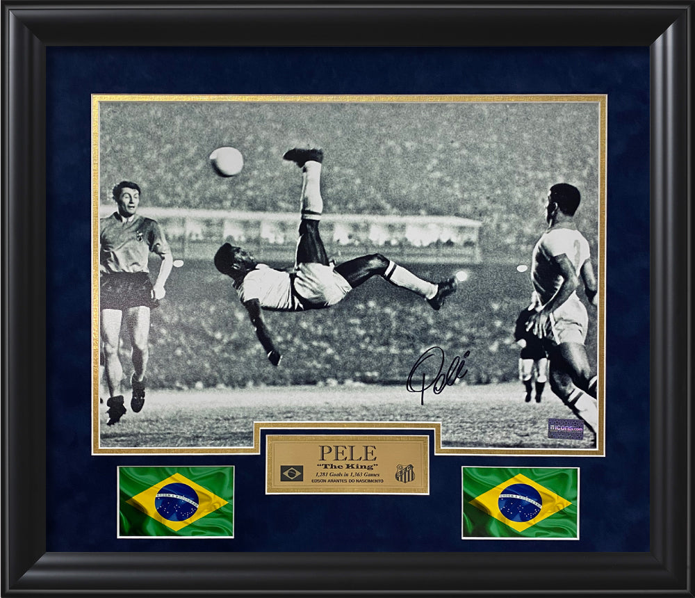 Pele Autograph Photo Bicycle Kick 23x27