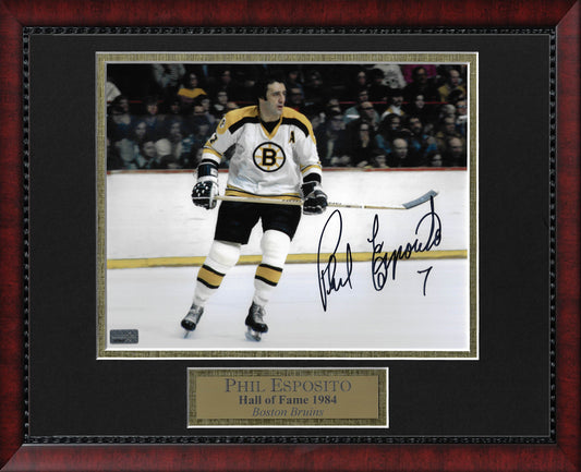 Phil Esposito Autograph Photo White Uniform Skate Alone 11x14