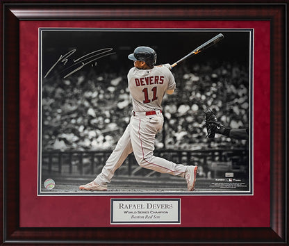 Rafael Devers Autograph Photo Swing Spotlight 23x27 New England Picture Authentication