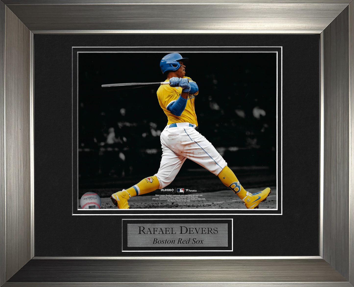 Rafael Devers Photo Yellow City Connect Uniform Swing Spotlight 11x14