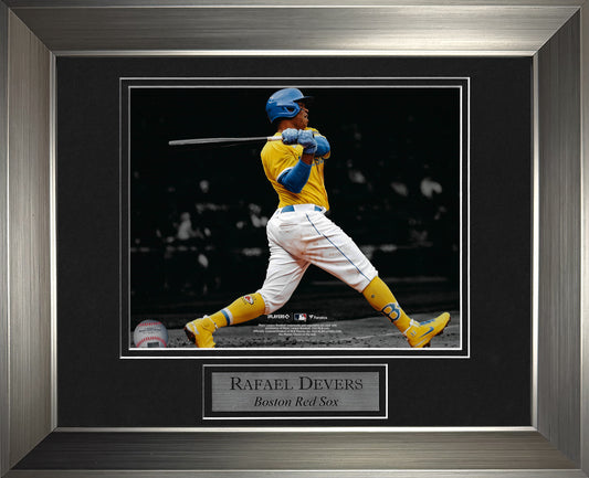 Rafael Devers Photo Yellow City Connect Uniform Swing Spotlight 11x14