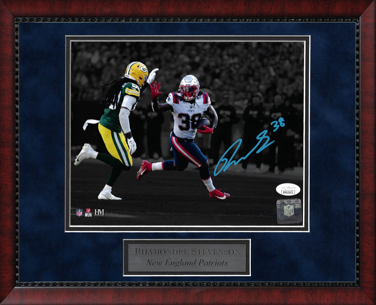 Rhamondre Stevenson Autograph Photo Spotlight VS Green Bay 11x14