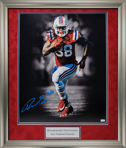 Rhamondre Stevenson Autograph Photo Rush Spotlight 23x27