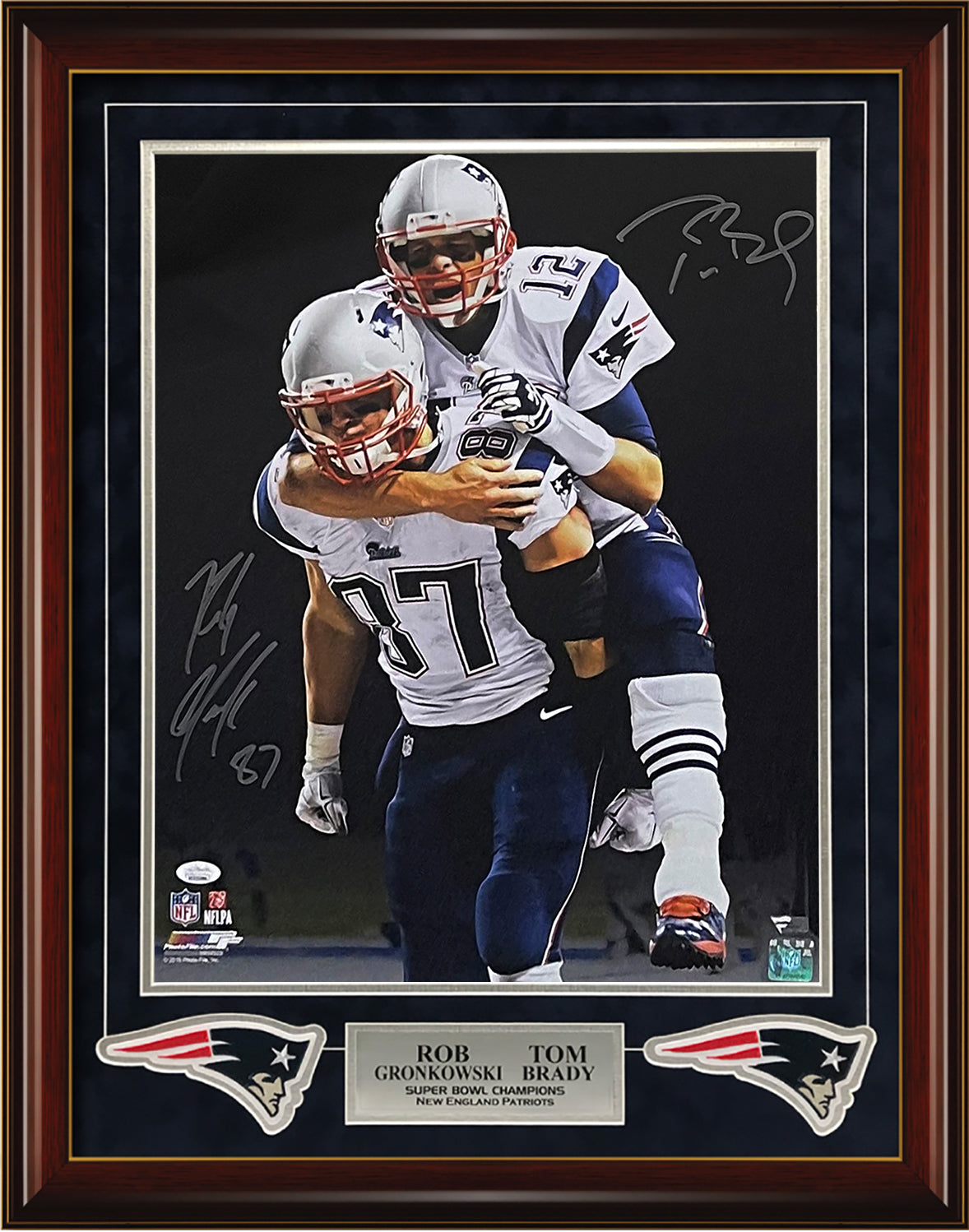 Rob Gronkowski Tom Brady Double Autograph Photo 23x29 JSA & Fanatics Authentication