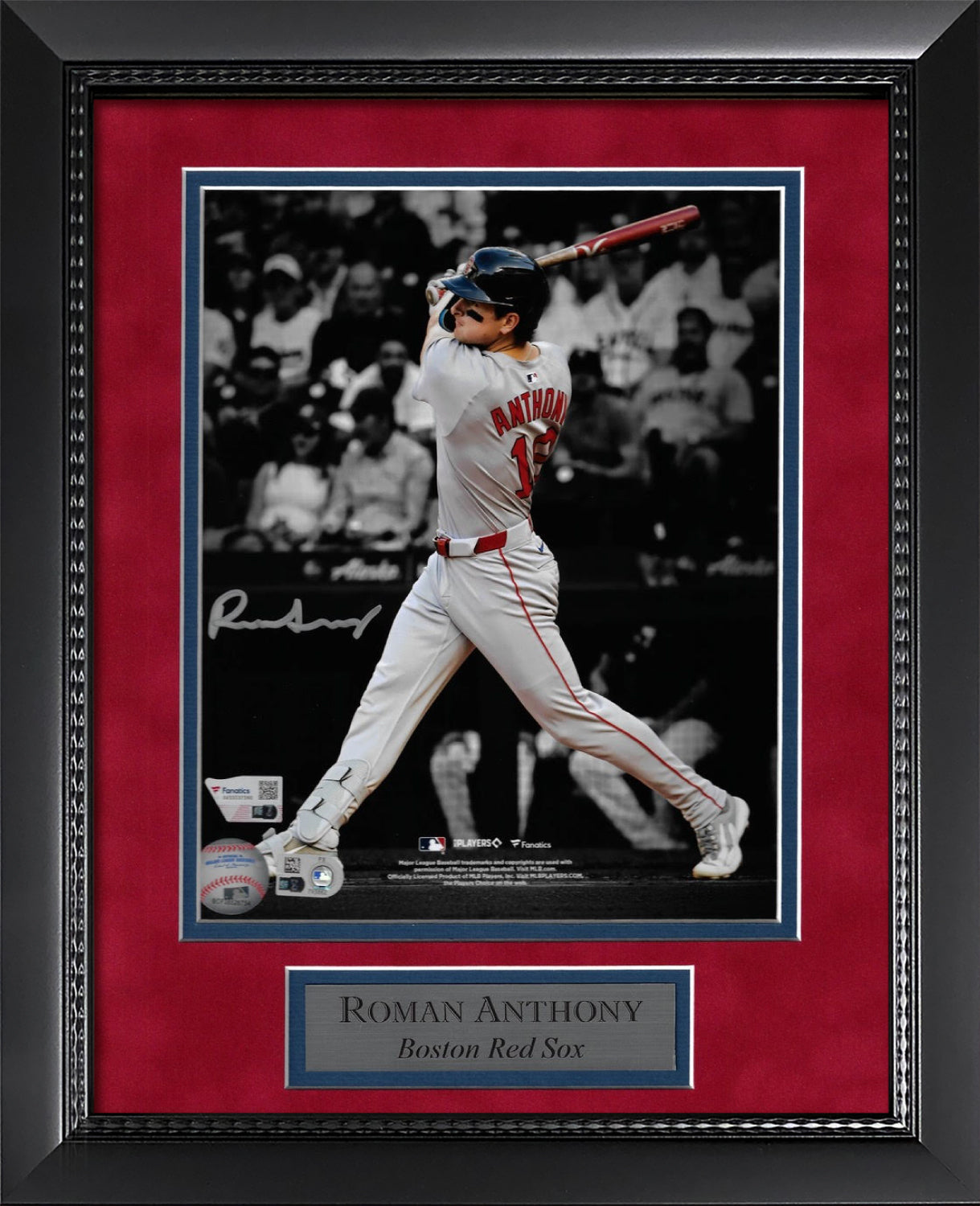 Roman Anthony Autographed Photo Swing Spotlight 11x14