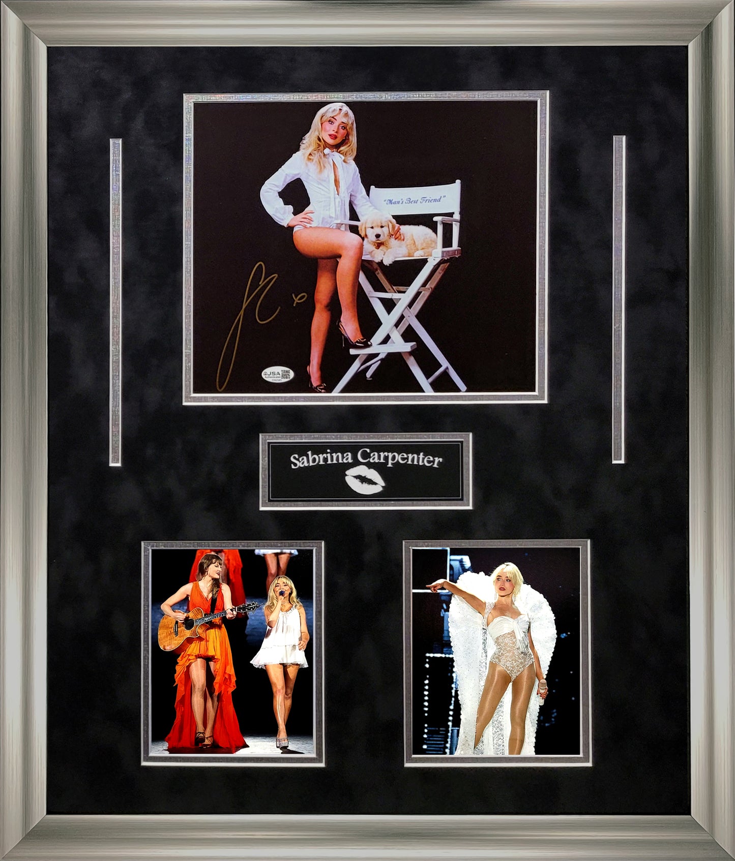 Sabrina Carpenter Vinyl Album Cover - Insert Collage - Framed 23x27 - JSA Authentication