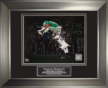 Saquon Barkley Photograph - Backwards Leap - Philadelphia Eagles - Framed 13x16