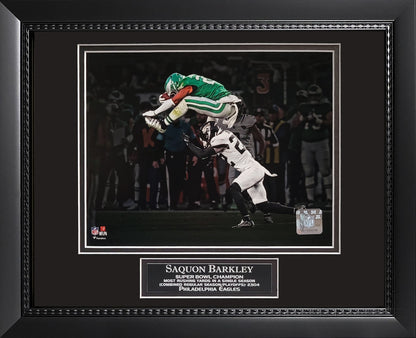 Saquon Barkley Photograph - Backwards Leap - Philadelphia Eagles - Framed 13x16