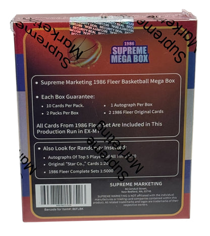 1986 Supreme Mega Box Basketball Trading Cards by Supreme Marketing. Security Sealed