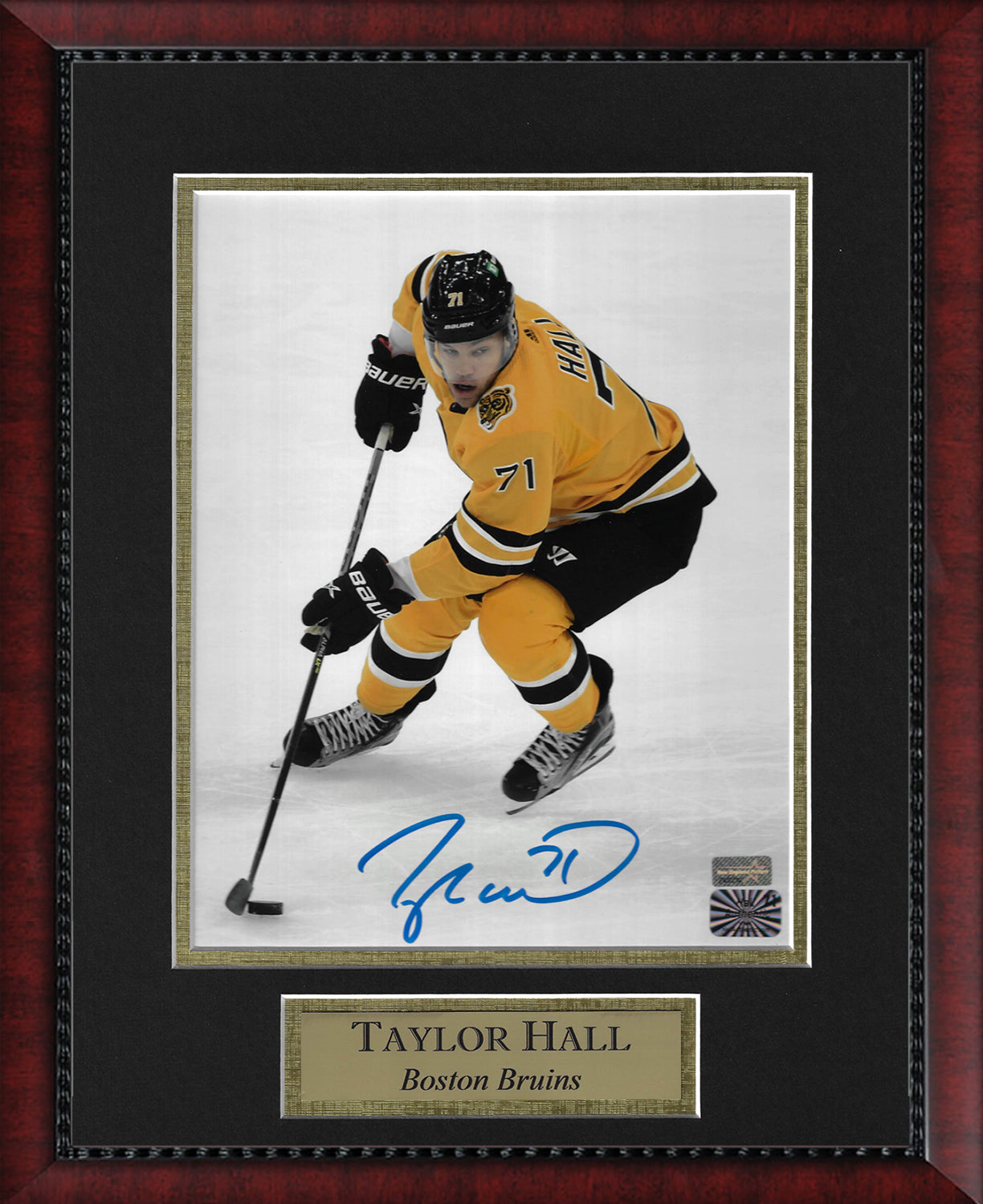 Taylor Hall Autograph Photo Gold Uniform 11x14