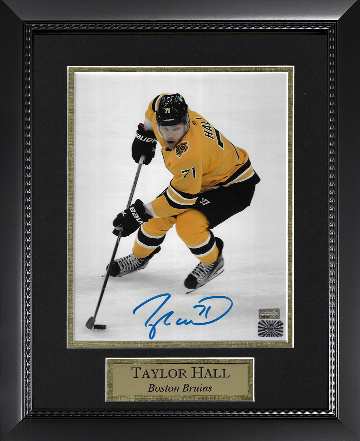 Taylor Hall Autograph Photo Gold Uniform 11x14