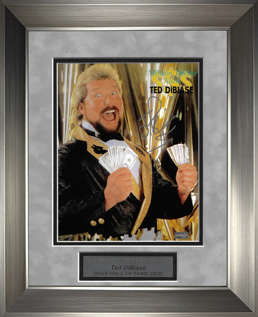 Ted DiBiase Autograph Photo Pose Hold Money Gold 11x14