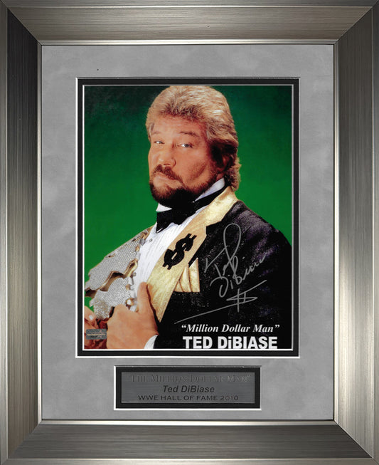 Ted DiBiase Autograph Photo Pose Hold Belt 11x14