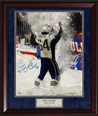 Tedy Bruschi Autograph Photo Ice Cold Bruschi 23x27 New England Picture Authentication