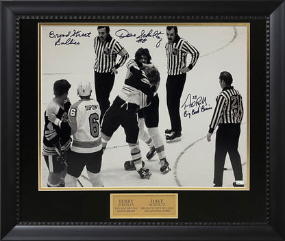 Terry O'Reilly Dave Schultz Double Autograph Photo Broad Street Bullies Fight 23x27 New England Picture Authentication