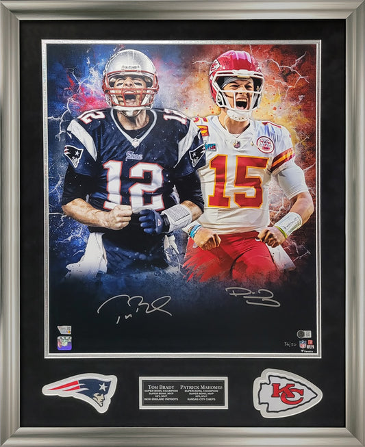 Tom Brady, Patrick Mahomes Double Autograph Photo 27x33