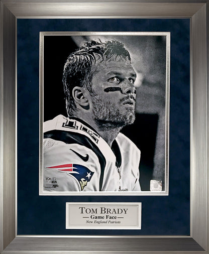 Tom Brady photo Game Face White Uniform Close Up 16x20