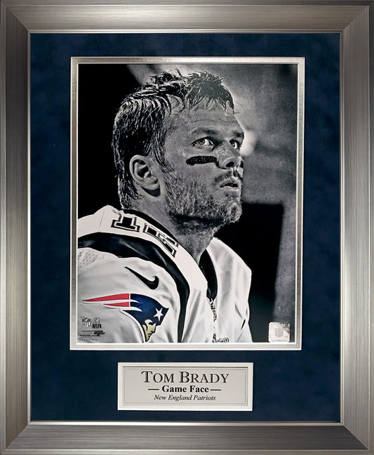 Tom Brady photo Game Face White Uniform Close Up 16x20
