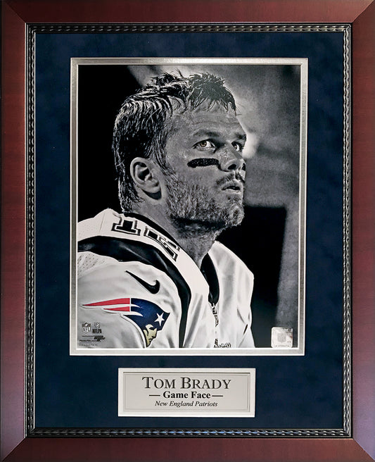 Tom Brady photo Game Face White Uniform Close Up 16x20
