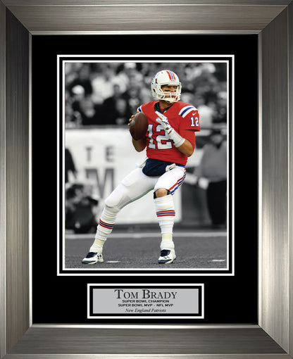 Tom Brady Photo Throwback Red Uniform Spotlight 11x14
