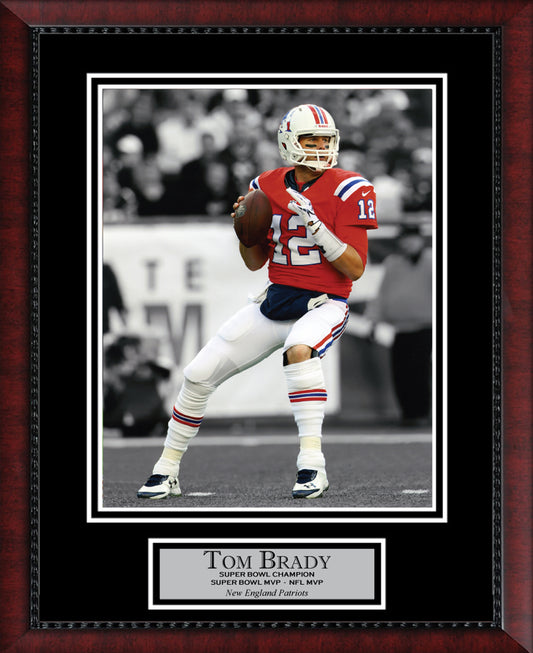 Tom Brady Photo Throwback Red Uniform Spotlight 11x14