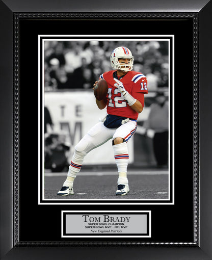 Tom Brady Photo Throwback Red Uniform Spotlight 11x14