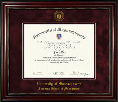 UMass Isenberg School of Business Diploma Frame - Officially Licensed - Cherry Finish Wood with Bead Frame