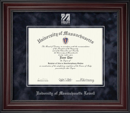 UMass Lowell Diploma Frame - Officially Licensed - Cherry Finish Wood With Bead Frame