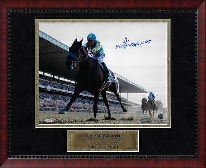 Victor Espinoza Autograph Photo American Pharoah 2015 Triple Crown Winner 11x14