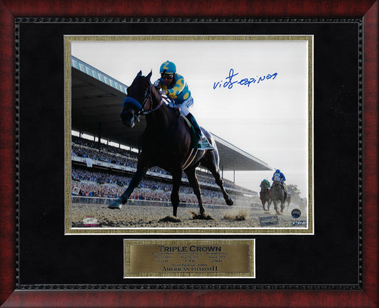 Victor Espinoza Autograph Photo American Pharoah 2015 Triple Crown Winner 11x14