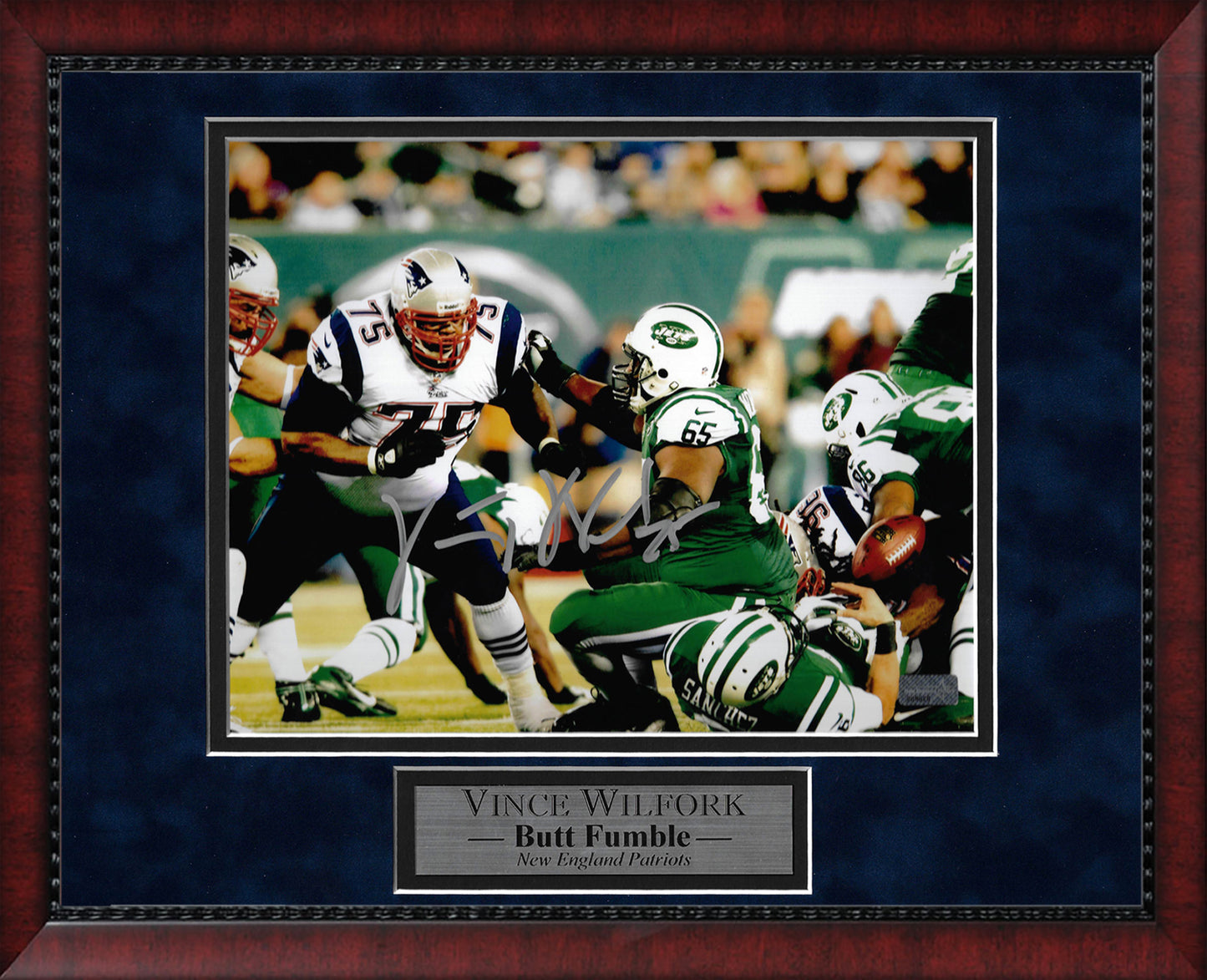 Vince Wilfork Autograph Photo Butt Fumble 11x14