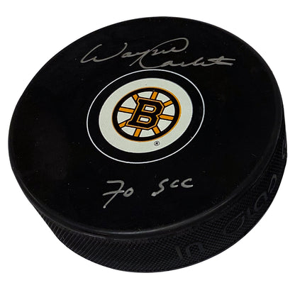 Wayne Carleton Autograph Puck Bruins B