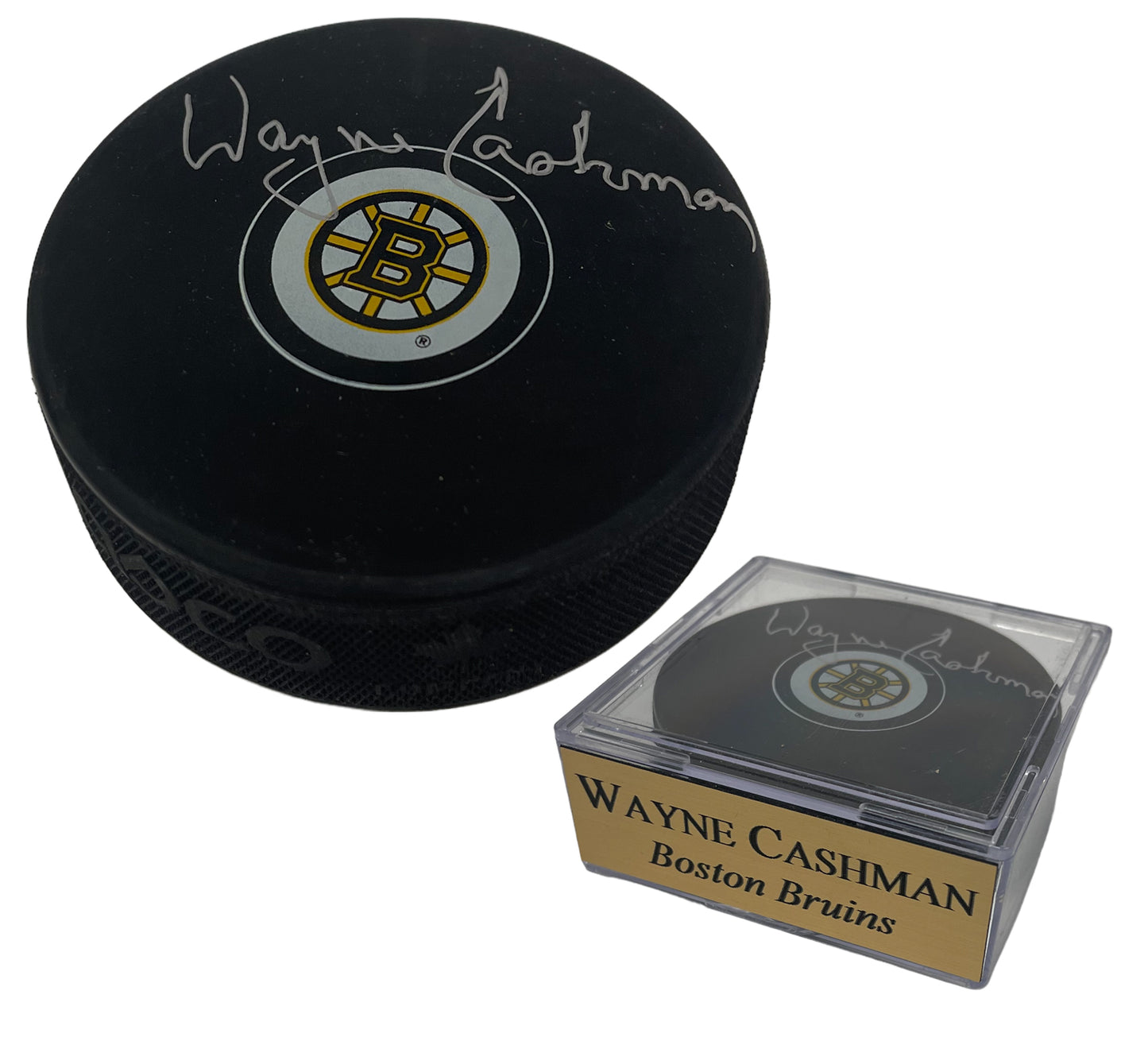 Wayne Cashman Autograph Puck Bruins Spoke B