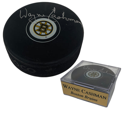 Wayne Cashman Autograph Puck Bruins Spoke B