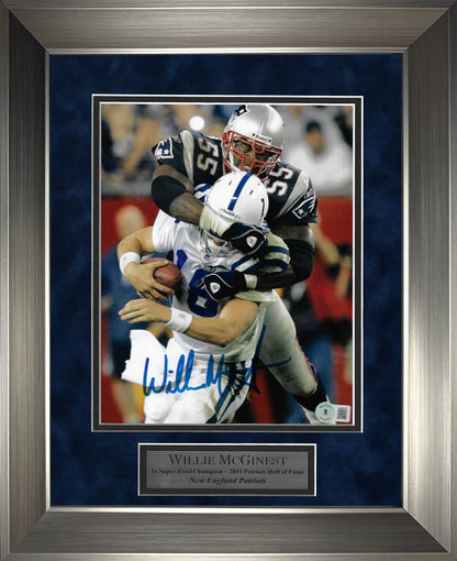 Willie McGinest Autograph Photo Tackle Peyton Manning 11x14