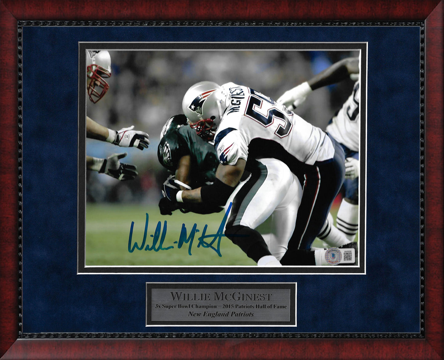 Willie McGinest Autograph Photo Tackle Eagles 11x14
