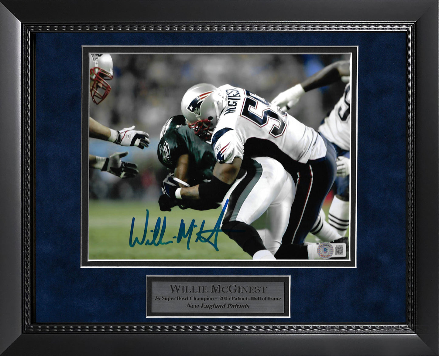 Willie McGinest Autograph Photo Tackle Eagles 11x14