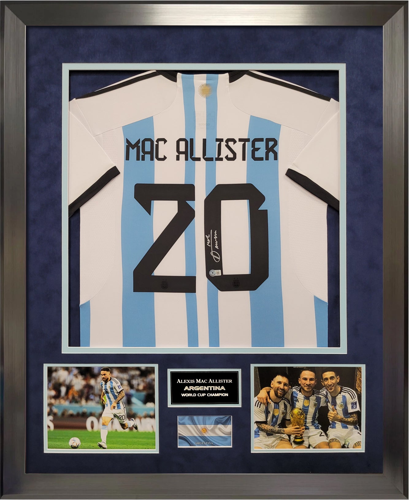 Alexis Mac Allister Autograph Jersey - Argentina National Team - Framed 37x45 - Beckett Authentication