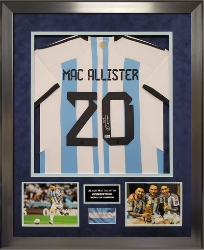 Alexis Mac Allister Autograph Jersey - Argentina National Team - Framed 37x45 - Beckett Authentication