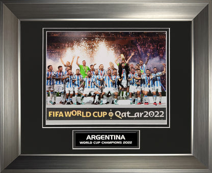 Argentina National Team Photograph - 2022 World Cup Victory - Framed 13x16