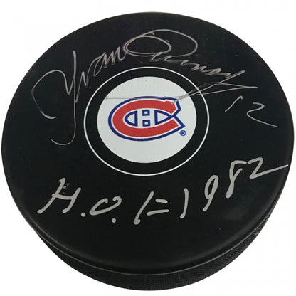 Yvan Cournoyer Autograph Puck Canadiens
