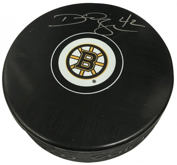 David Backes Autograph Puck Bruins Spoke B