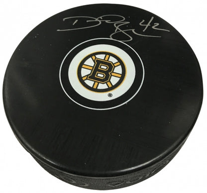 David Backes Autograph Puck Bruins Spoke B
