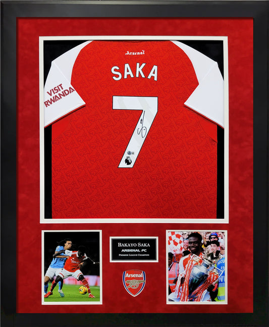 Bukayo Saka Autograph Jersey - Arsenal F.C. - Framed 37x45 - Beckett Authentication