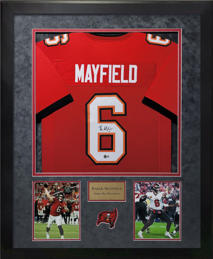 Baker Mayfield Autographed Jersey - Tampa Bay Buccaneers - Framed 37x45 - Beckett Authentication